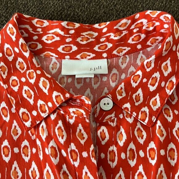 J. Jill Sleeveless Orange Red Abstract Design Rayon Button Down A-line Top-Small - Picture 11 of 16